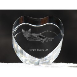 Havana Brown - kryształowe serce z wizerunkiem kota, dekoracja, prezent, kolekcja!
