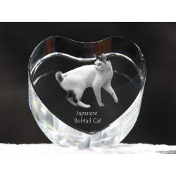 Bobtail japonais, cristal coeur avec un chat, souvenir, décoration, édition limitée, ArtDog
