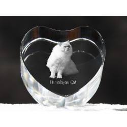 Himalayan - kryształowe serce z wizerunkiem kota, dekoracja, prezent, kolekcja!