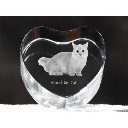 Munchkin - kryształowe serce z wizerunkiem kota, dekoracja, prezent, kolekcja!