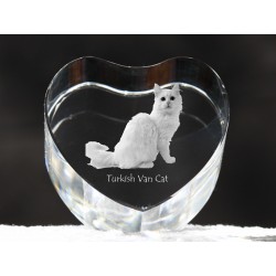 Turecki van - kryształowe serce z wizerunkiem kota, dekoracja, prezent, kolekcja!