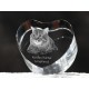 Kurilian Bobtail longhaired, crystal heart with cat, souvenir, decoration, limited edition, Collection