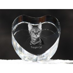Toyger - kryształowe serce z wizerunkiem kota, dekoracja, prezent, kolekcja!