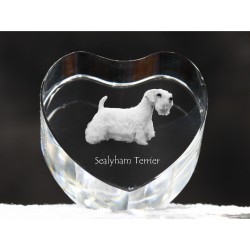 Sealyham terrier, cristal coeur avec un chien, souvenir, décoration, édition limitée, ArtDog