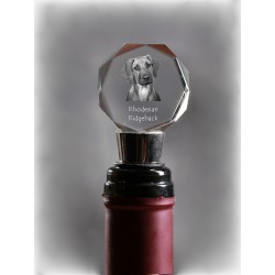 Perro Crestado de Rhodesia, Crystal tapón del vino con el perro, vino y los amantes del perro, alta calidad, regalo excepcional