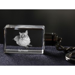 Kot balinese - kryształowy brelok z wizerunkiem kota