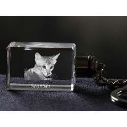 Kot savannah - kryształowy brelok z wizerunkiem kota