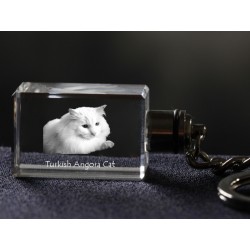Angora turecka - kryształowy brelok z wizerunkiem kota