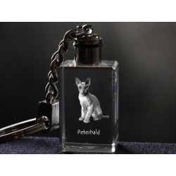 Peterbald, chat de cristal Porte-clés, Porte-clés, de haute qualité, cadeau exceptionnel