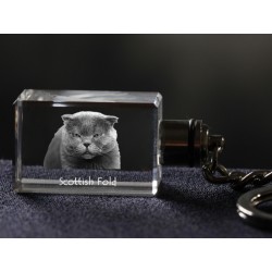 Scottish Fold, gato crystal llavero, Llavero, alta calidad, regalo excepcional