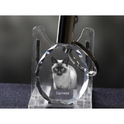 Kot syjamski - kryształowy brelok z wizerunkiem kota