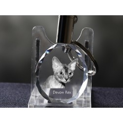 Devon rex - kryształowy brelok z wizerunkiem kota