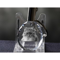 Kot brytyjski długowłosy - kryształowy brelok z wizerunkiem kota