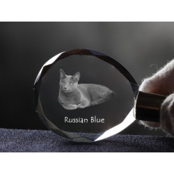 Russian Blue- kryształowy brelok z wizerunkiem kota