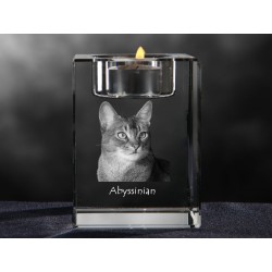Kot abisyński - kryształowy świecznik, wyjątkowy prezent, pamiątka, dekoracja!
