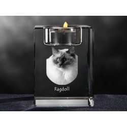 Ragdoll, crystal candlestick with cat, souvenir, decoration, limited edition, Collection
