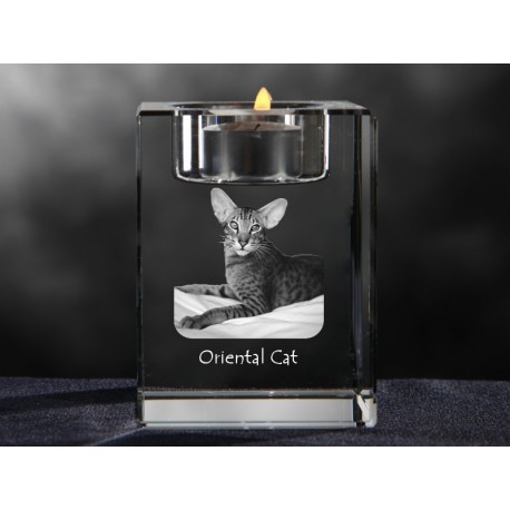 Kristall-Kerzenleuchter mit Katze, Souvenir, Dekoration, limitierte Auflage, ArtDog