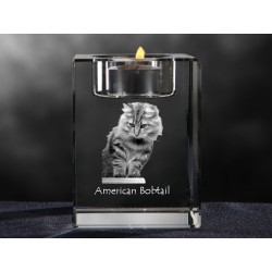 American Bobtail - kryształowy świecznik, wyjątkowy prezent, pamiątka, dekoracja!