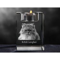 Britisch Langhaar, lustre en cristal avec un chat, souvenir, décoration, édition limitée, ArtDog