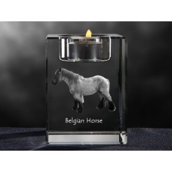 Koń belgijski - kryształowy świecznik, wyjątkowy prezent, pamiątka, dekoracja!