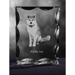 Akita inu - kryształowy sześcian z wizerunkiem psa, wyjątkowy prezent!