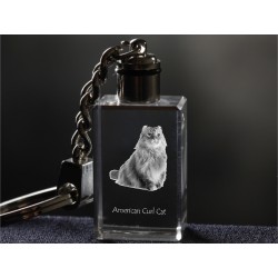 American Curl, chat de cristal Porte-clés, Porte-clés, de haute qualité, cadeau exceptionnel