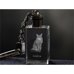 Somali, gato crystal llavero, Llavero, alta calidad, regalo excepcional