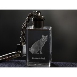 Kurilian Bobtail, gato crystal llavero, Llavero, alta calidad, regalo excepcional