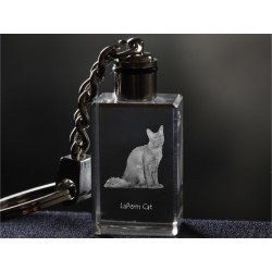 LaPerm - kryształowy brelok z wizerunkiem kota