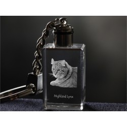 Highland Lynx, chat de cristal Porte-clés, Porte-clés, de haute qualité, cadeau exceptionnel