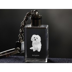 Bolognese, Dog Crystal Keyring, Keychain, High Quality, Exceptional Gift