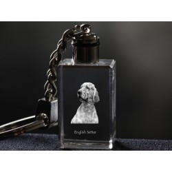 Seter angielski - kryształowy brelok z wizerunkiem psa