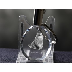 American Curl - kryształowy brelok z wizerunkiem kota