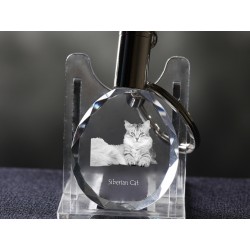 Kot syberyjski - kryształowy brelok z wizerunkiem kota