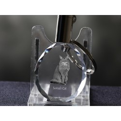Somali, chat de cristal Porte-clés, Porte-clés, de haute qualité, cadeau exceptionnel