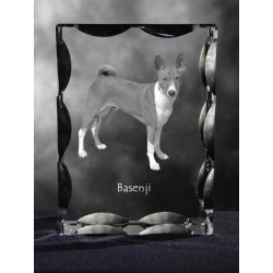 Basenji - kryształowy sześcian z wizerunkiem psa, wyjątkowy prezent!