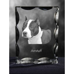 American Staffordshire Terrier, cristal avec un chien, souvenir, décoration, édition limitée, ArtDog