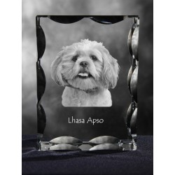 Lhasa Apso - kryształowy sześcian z wizerunkiem psa, wyjątkowy prezent!