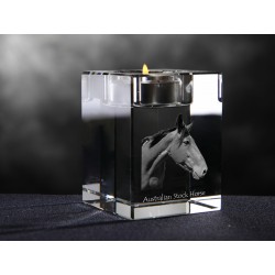 Australian Stock Horse , Kristall-Kerzenleuchter mit Katze, Souvenir, Dekoration, limitierte Auflage, ArtDog