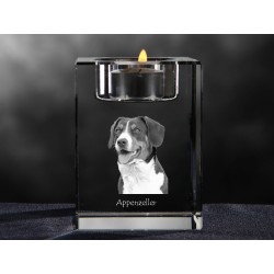 Appenzeller Sennenhund, crystal candlestick with dog, souvenir, decoration, limited edition, Collection