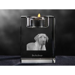 Broholmer,Danish Mastiff, crystal candlestick with dog, souvenir, decoration, limited edition, Collection