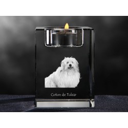 Coton de Tuléar, crystal candlestick with dog, souvenir, decoration, limited edition, Collection