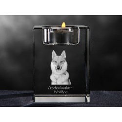 Czechoslovakian Wolfdog, crystal candlestick with dog, souvenir, decoration, limited edition, Collection