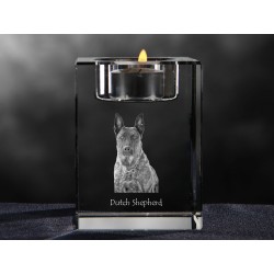 Dutch Shepherd Dog, crystal candlestick with dog, souvenir, decoration, limited edition, Collection