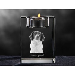 French Spaniel, crystal candlestick with dog, souvenir, decoration, limited edition, Collection
