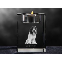 Schapendoes, Kristall-Kerzenleuchter mit Hund, Souvenir, Dekoration, limitierte Auflage, ArtDog