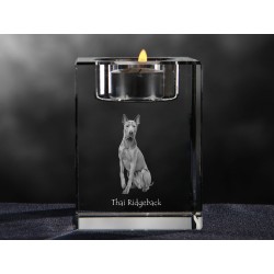 Thai Ridgeback, Kristall-Kerzenleuchter mit Hund, Souvenir, Dekoration, limitierte Auflage, ArtDog