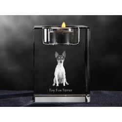 American Toy Terrier, Kristall-Kerzenleuchter mit Hund, Souvenir, Dekoration, limitierte Auflage, ArtDog