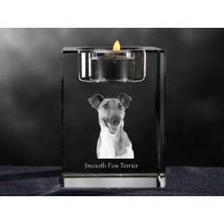 Smooth Fox Terrier, crystal candlestick with dog, souvenir, decoration, limited edition, Collection