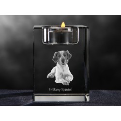 Brittany spaniel, crystal candlestick with dog, souvenir, decoration, limited edition, Collection